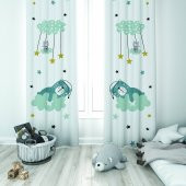 UYUYAN AYI VE BULUT  DESENLİ ÇOCUK ODASI ÇİFT KANAT FON PERDE thumbnail 1