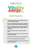 TABVITAMINS VITALITY ENERGY TABLET, MULTİVİTAMİN VE MULTİMİNERAL İÇEREN TAKVİYE EDİCİ GIDA 30 tablet thumbnail 6