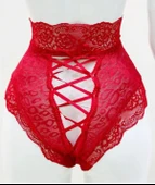 ASM1308 Kadın Back Raund Kırmızı Dantel Külot - 5