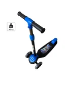 3 Tekerli Led Işıklı Scooter Yükseklik Ayarlı Mavi Scooter Max40kg - 1