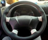 DİKİŞLİ DİREKSİYON KILIFI SİYAH DERİ KIRMIZI DİKİŞLİ IVECO EURO CARGO İÇİN thumbnail 1