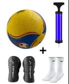 Maç Topu Dikişsiz Sert Zemin Futbol Topu Çim Topu+Tekmelik+Pompa+Çorap Seti - 4