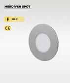 3W Krom Yuvarlak Sıva Altı Merdiven Spot 6500K (Beyaz Işık) - 1