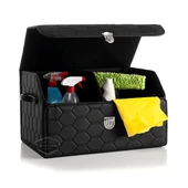 Araç Bagaj Düzenleyici Deri Çanta Organizer Deri Araba Çantası Oto Içi Eşya Aksesuarları Düzenleme Otomobil Aksesuar Malzeme Siyah Dikişli Kapitone - 5