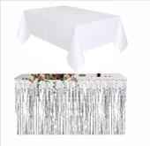 BEYAZ MASA ÖRTÜSÜ, GÜMÜŞ MASA ETEĞİ, 2 ADET GÜMÜŞ ARKA FON thumbnail 2