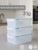 3'lü Vakumlu Saklama Kabı Seti Hava Almaz BPA Free Kilitlenebilir Gıda Erzak Kabı 1,9 L thumbnail 2