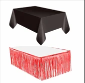 SİYAH MASA ÖRTÜSÜ, KIRMIZI MASA ETEĞİ thumbnail 1