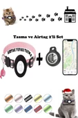 Takip Cihazı ve Airtag Yuvalı Kedi Tasması 2'li Set Ios Uyumlu Boyun Tasması GPS  PEMBE - 1