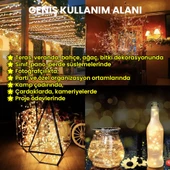UpWay Güneş Enerjili Su Geçirmez 20 Metre Bahçe Veranda Balkon Teras Dekoratif 200 Led Işık - 6