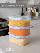 3'lü Vakumlu Saklama Kabı Seti Hava Almaz BPA Free Kilitlenebilir Gıda Erzak Kabı 1,9 L thumbnail 1