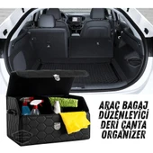 Araç Bagaj Düzenleyici Deri Çanta Organizer Deri Araba Çantası Oto Içi Eşya Aksesuarları Düzenleme Otomobil Aksesuar Malzeme Siyah Dikişli Kapitone - 1
