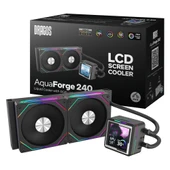 Dragos AquaForge 240 Intel-AMD 240MM LCD Ekranlı ARGB Siyah Sıvı Soğutucu - 1