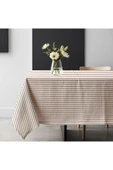 Sütlü Kahve Çizgili Keten Masa Örtüsü - 1