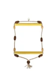 KUZGUN TİCARET Doğal Ahşap Papağan Salıncağı Boncuklu 21 x 36 cm - 1