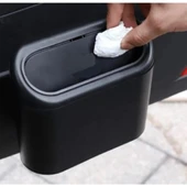 Siyah Araba Çöp Kutusu Portatif Kapaklı Araç İçi Çöp Kovası Oto Aksesuar Kutu Tüm Araçlara Uyumlu thumbnail 4
