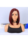 KUZGUN ONLİNE SHOP Kızıl Kısa Yan Tül Peruk - 1