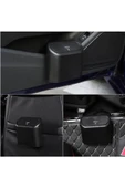 Siyah Araba Çöp Kutusu Portatif Kapaklı Araç İçi Çöp Kovası Oto Aksesuar Kutu Tüm Araçlara Uyumlu thumbnail 6