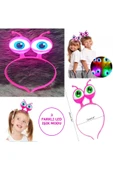 ÖYKÜ VE YİĞİT Nessiworld Led Işıklı & Pilli 3 Farklı Modda Yanan Uzaylı Göz Parti Tacı Pembe Renk 18x12 Cm - 1