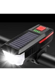 KUZGUN ONLİNE SHOP Solar Enerjili Usb İle Şarj Edilebilir Ledli Bisiklet Feneri Kornalı Ve Su Geçirmez Far ( Lisinya ) - 1