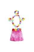 KUZGUN ONLİNE SHOP Luau Aloha Hawaii Kolye Etek Taç ve Bileklik Seti Pembe (4767) - Lisinya - 1
