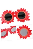 KUZGUN ONLİNE SHOP Kırmızı Renk Papatya Şekilli Parti Gözlüğü 18x10 cm - 1