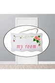 KUZGUN ONLİNE SHOP Decotown My Room Benim Odam Dekoratif Çiçek Desenli Kapı Askısı ( Lisinya ) - 1