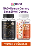 Hİ HABİT NADH Gummy ve Elma Sirkeli Gummy - 2li Set - Takviye Edici Gıda Vegan Gummies - 1