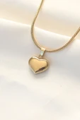 KUZGUN ONLİNE SHOP 316L Çelik Gold Renk Kalp Kolye - Lisinya - 1