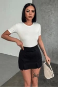 KUZGUN ONLİNE SHOP Rahat Ve Şık Kısa Kollu Bisiklet Yaka Likralı Viskon Penye Body Ekru ( Lisinya ) - 1