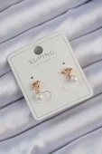 KUZGUN ONLİNE SHOP Xuping Rose Renk İnci Taşlı Düğüm Küpe - Lisinya - 1