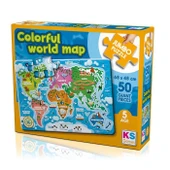 Colorful World Map Jumbo Puzzle 50 Parça - 1