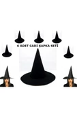 KUZGUN ONLİNE SHOP Siyah Cadı Şapkası Keçe Yetişkin Boy 6 Adet - Lisinya - 1