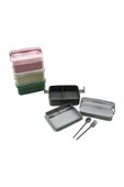 KUZGUN ONLİNE SHOP BESLENME KUTUSU 2+1=3 BÖLMELİ - ÇATAL - KAŞIK - ÇİFTLİ TAŞIMA KULP RENKLİ PLASTİK (4767) - Lisinya - 1