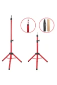 KUZGUN ONLİNE SHOP Kuaför Eğitim Mankeni İçin Metal Tripod / Kırmızı + Taşıma Çantası - 1