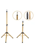 KUZGUN ONLİNE SHOP Kuaför Eğitim Mankeni İçin Metal Tripod / Simli Gold + Taşıma Çantası - 1