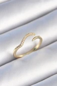 KUZGUN ONLİNE SHOP Pirinç Gold Renk Zirkon Taşlı Kadın Yüzük - Lisinya - 1