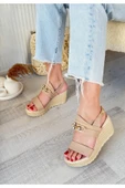 KUZGUN ONLİNE SHOP Nude Cilt Dolgu Topuk Sandalet - 1