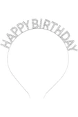 KUZGUN ONLİNE SHOP Gümüş Kristal Taşlı Happy Birthday Doğum Günü Tacı İthal Ürün A Kalite 17x16 cm - 1