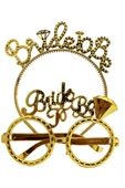 KUZGUN TİCARET Bride To Be Yazılı Taç ve Bride To Be Yazılı Gözlük Seti Altın Renk (4767) - Lisinya - 1