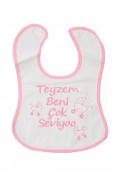Teyzem Beni Çok Seviyoo Yazılı Mama Önlüğü Pembe - 1
