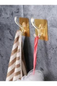KUZGUN TİCARET 6lı Gold Kanca Askı Güçlü Yapışkanlı Mutfak Banyo Askısı - 1