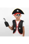 KUZGUN TİCARET Korsan Yelek + Şapka + Kanca + Maske Çocuk Boy 4-6 Yaş - 1