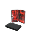 KUZGUN TİCARET 18PCS SİYAH DESENLİ MANİKÜR PEDİKÜR SETİ ÇANTA CÜZDAN MODELİ (4767) - Lisinya - 1