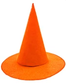 Turuncu Renk Keçe Cadı Şapkası Yetişkin Çocuk Uyumlu 35X38 cm - 1