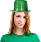 Yeşil Renk Parıltılı Simli Fötr Silindir Parti Şapkası thumbnail 3