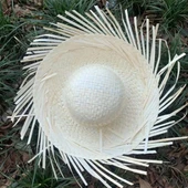 Tropikal Parti Beyaz Hasır Hawaii Şapkası 13x36 cm - 3