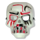 Beyaz Üzeri Rengarenk Korku Dişli Kafatası Maskesi 30x22 cm - 1