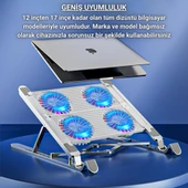 Coofbe Led Işıklı Yükseklik Ayarlı Katlanabilir 4 Fanlı Notebook Laptop Soğutucu Turbo Fan Laptop Standı thumbnail 4