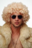 Altın Renk Kıvırcık Afro Bonus Peruk Saç Parti Peruğu Platin Gold - 3