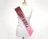 Pembe Üzeri Siyah Büyük Happy Birthday Yazılı Simli Işıltılı Kuşak Kemer 10 cm Genişlik - 2